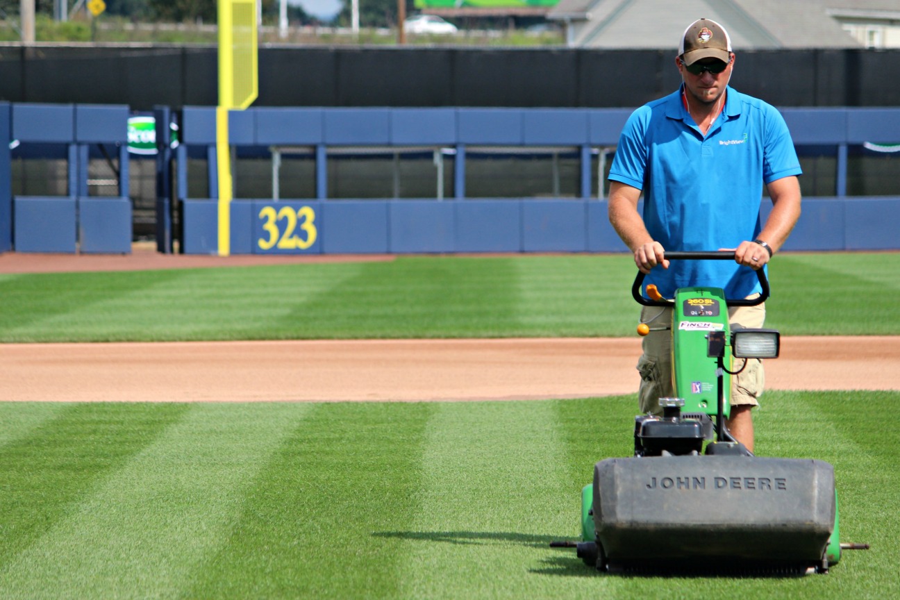 BrightView Bowman Field mowing baseball
