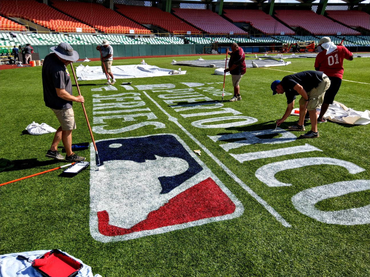 Preparing the field for Major League Baseball in Puerto Rico